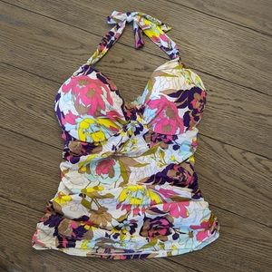 SOLD Victoria Secret Halter Swim Top Tankini Floral 32 DD Very nice!